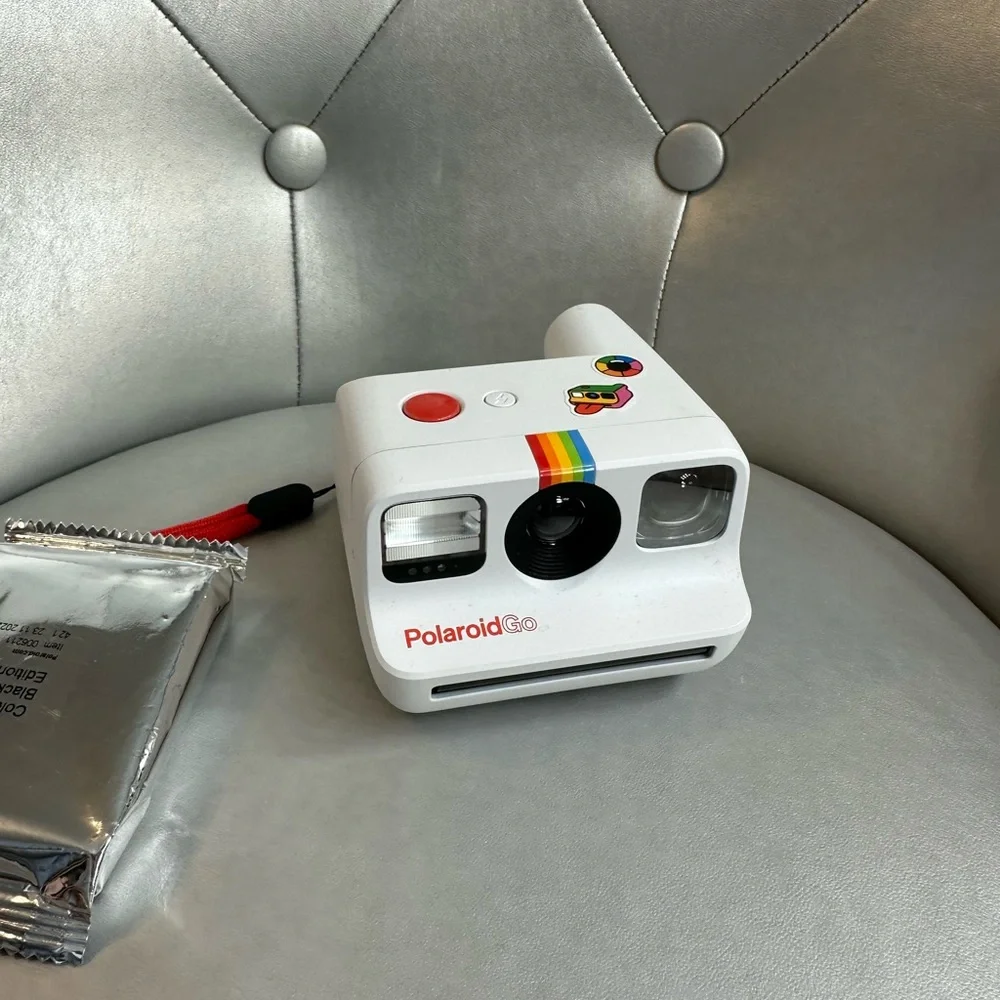Polaroid White Camera with Rainbow Accent